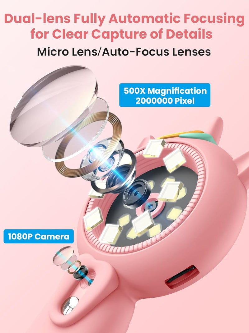 Acoath Microscope for Kids, Auto-Focus Handheld Digital Microscopes with 2.0" Screen, 8 LEDs Rechargeable Pocket Mini Microscope Christmas Gifts Educational Science Toys for Ages 5 6 7 8 9 10 11 12 - Image 2